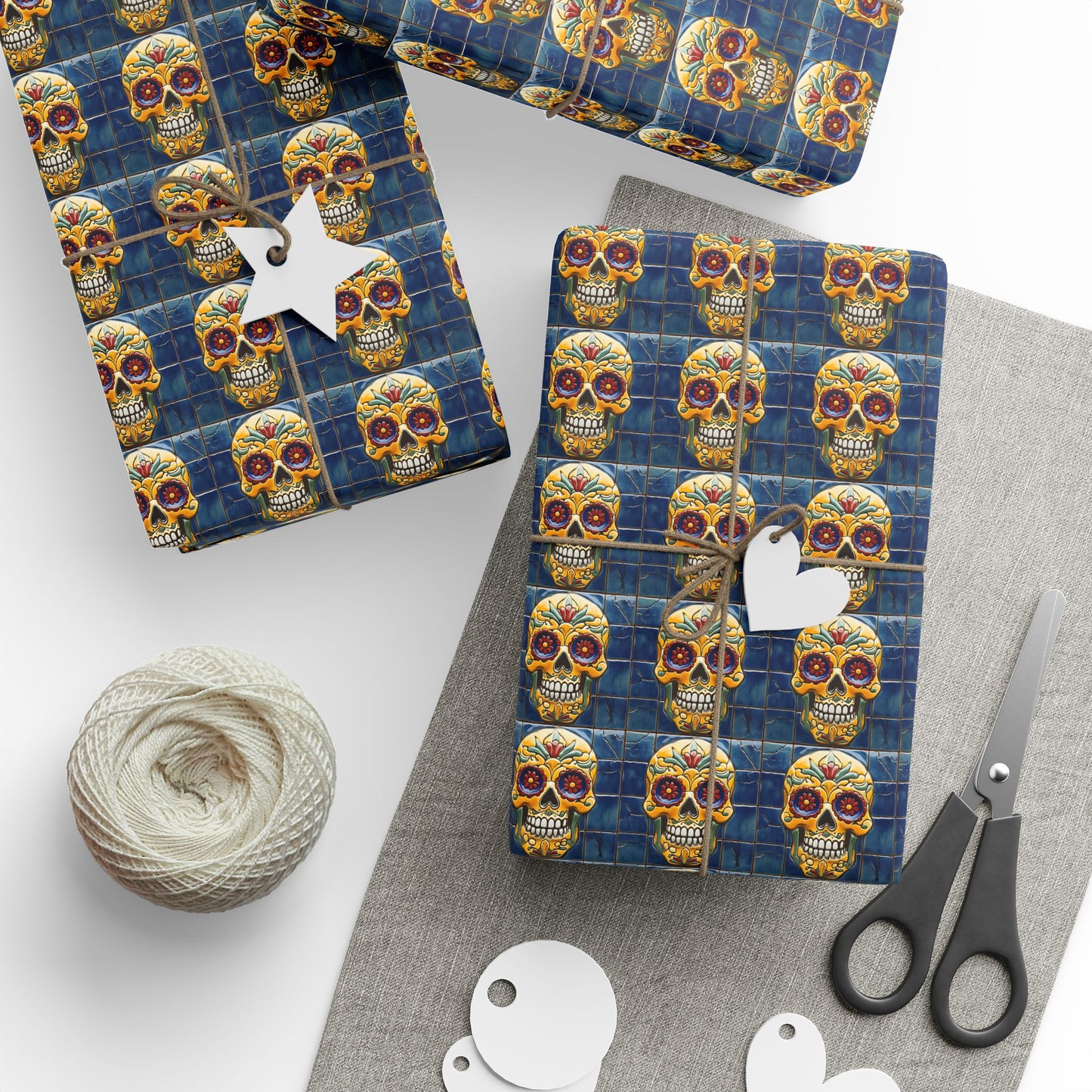 Wrapping Papers Day of the Dead Dia de Los Muertos - Sugar Skull Festive, Celebration Gift, 002