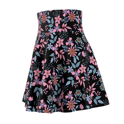 Women's Skater Skirt - Floral - Black