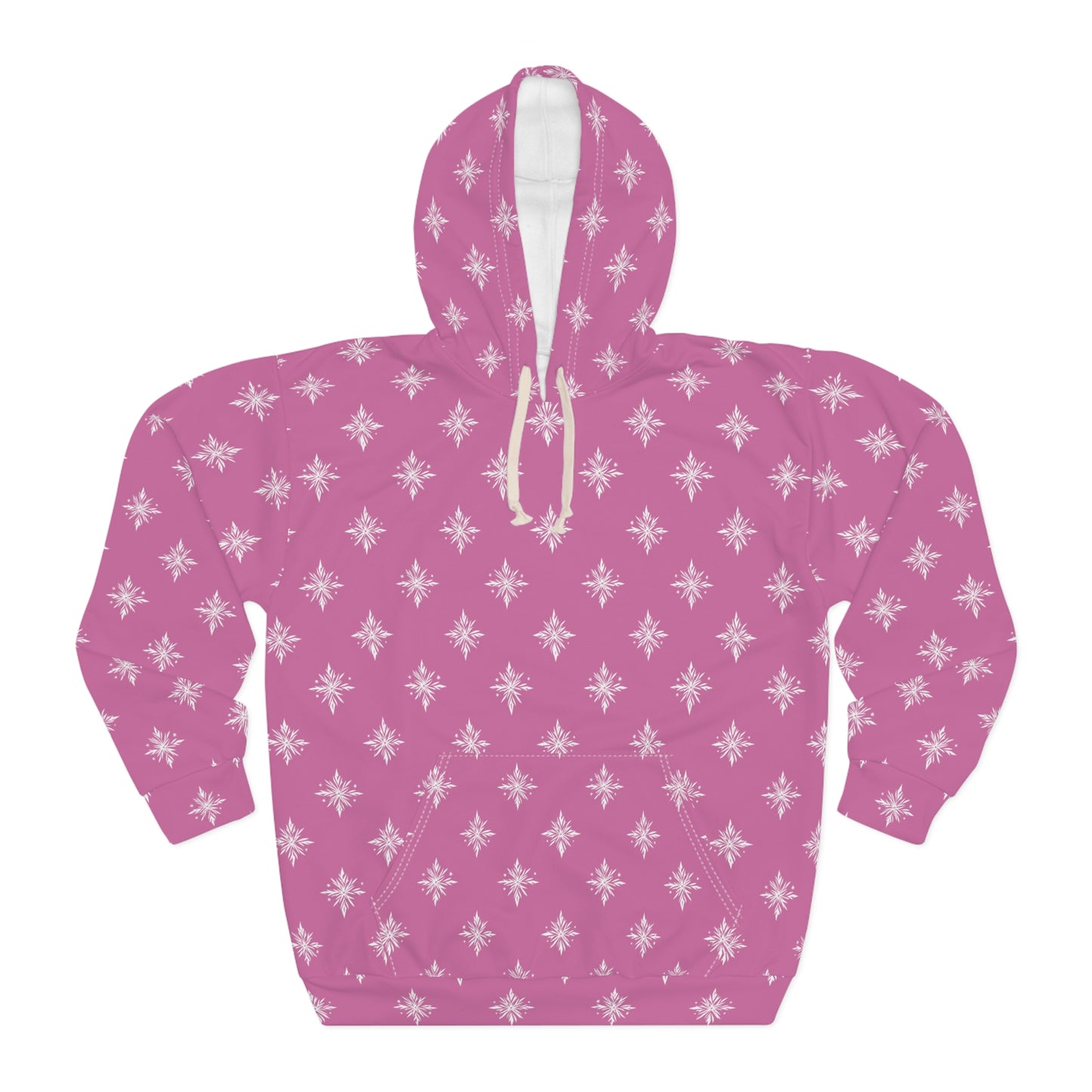 Unisex Pullover Hoodie Geometric Snowflake 002 Light Pink