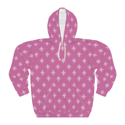 Unisex Pullover Hoodie Geometric Snowflake 002 Light Pink