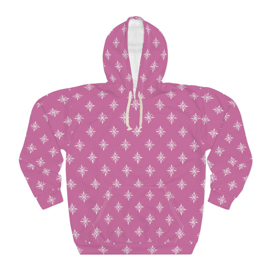 Unisex Pullover Hoodie Geometric Snowflake 002 Light Pink