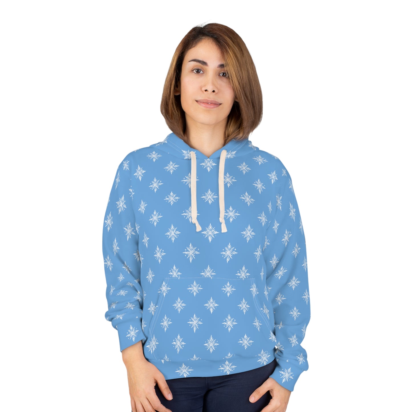 Unisex Pullover Hoodie Geometric Snowflake 002 Light Blue