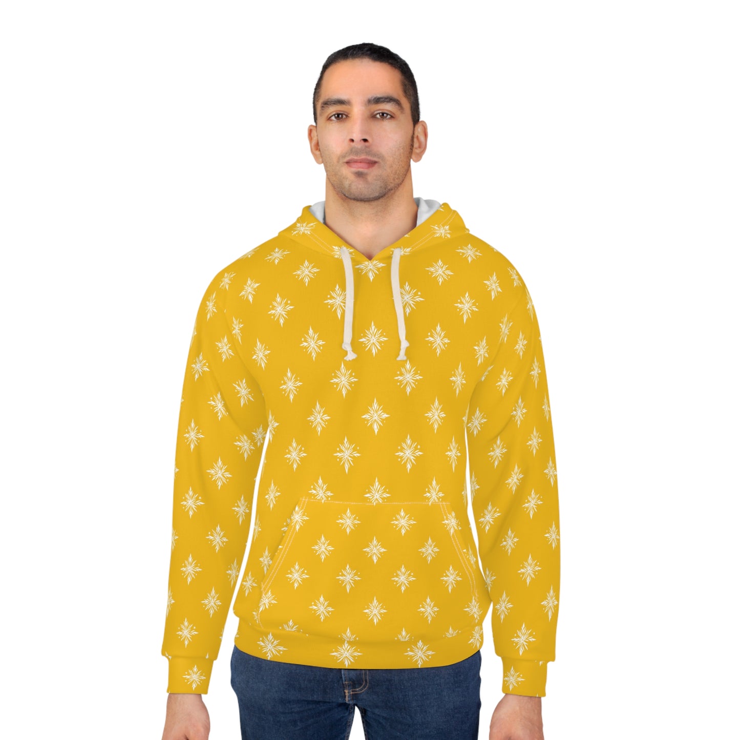 Unisex Pullover Hoodie Geometric Snowflake 002 Yellow