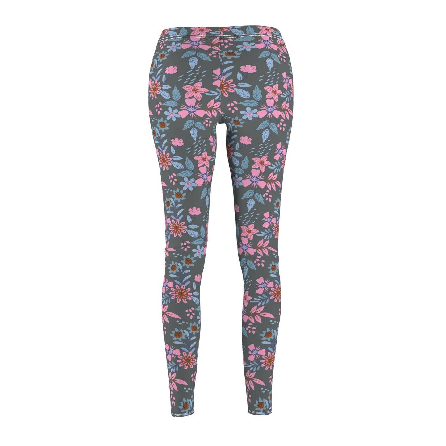 Women's Cut & Sew Casual Leggings - Floral - Grey