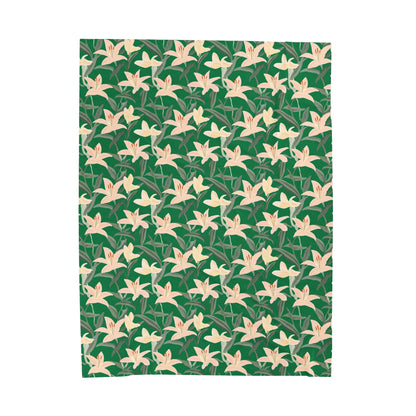 Velveteen Plush Blanket - Flower Blossum - Green