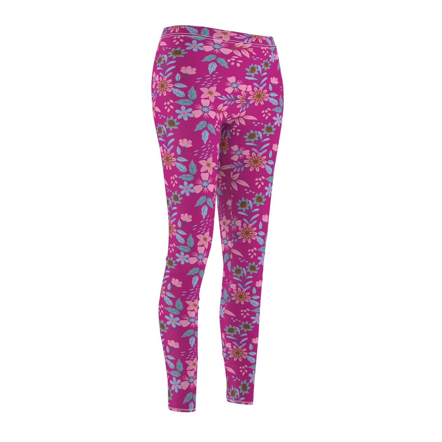 Women's Cut & Sew Casual Leggings - Floral - Pink