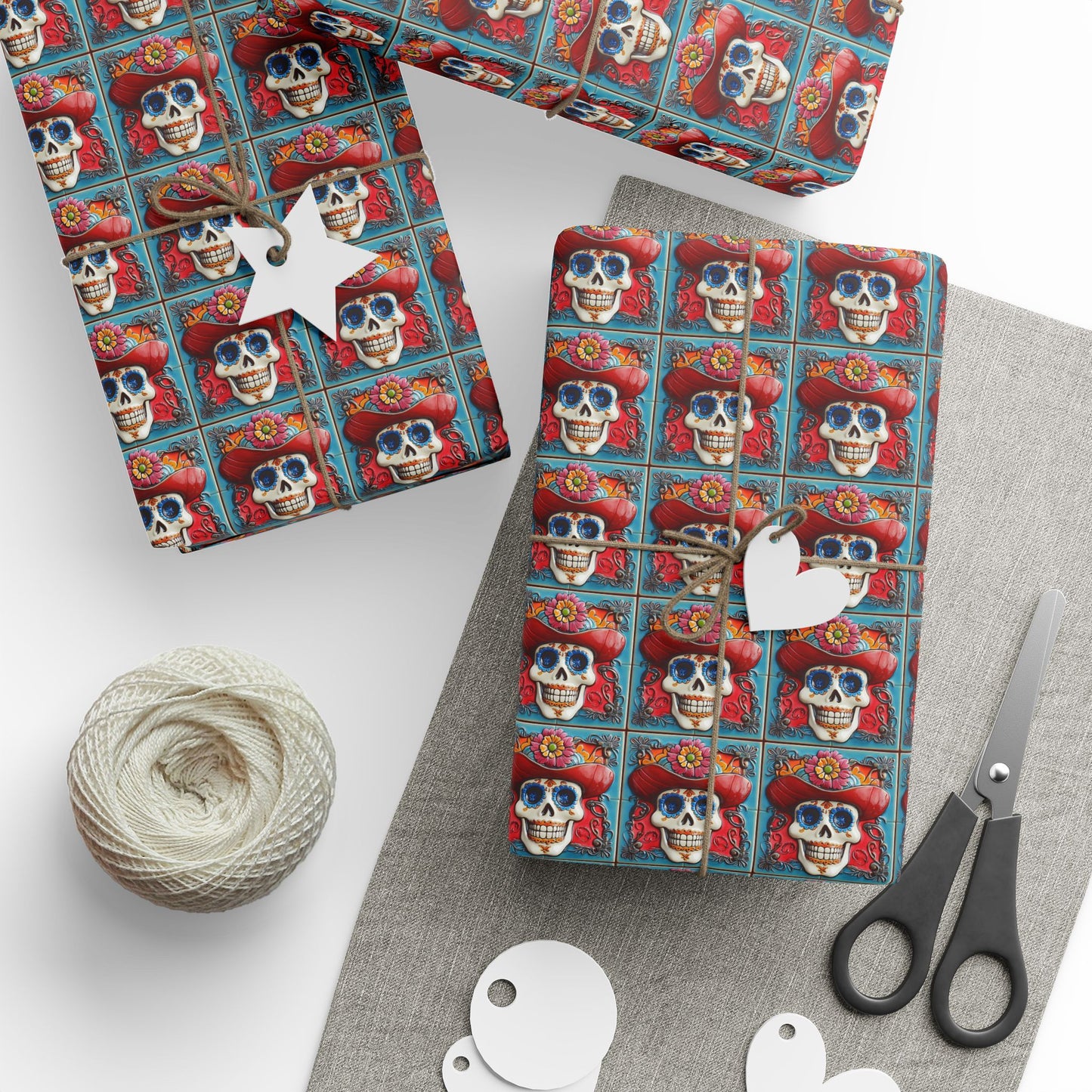 Wrapping Papers Day of the Dead Dia de Los Muertos - Sugar Skull Festive, Celebration Gift, 007