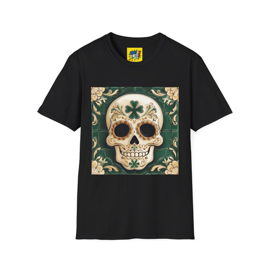 St. Patrick's Sugar Skull themed Unisex Soft-style Tee - 01