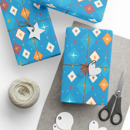 Wrapping Papers Christmas Diamond Stars Turquoise