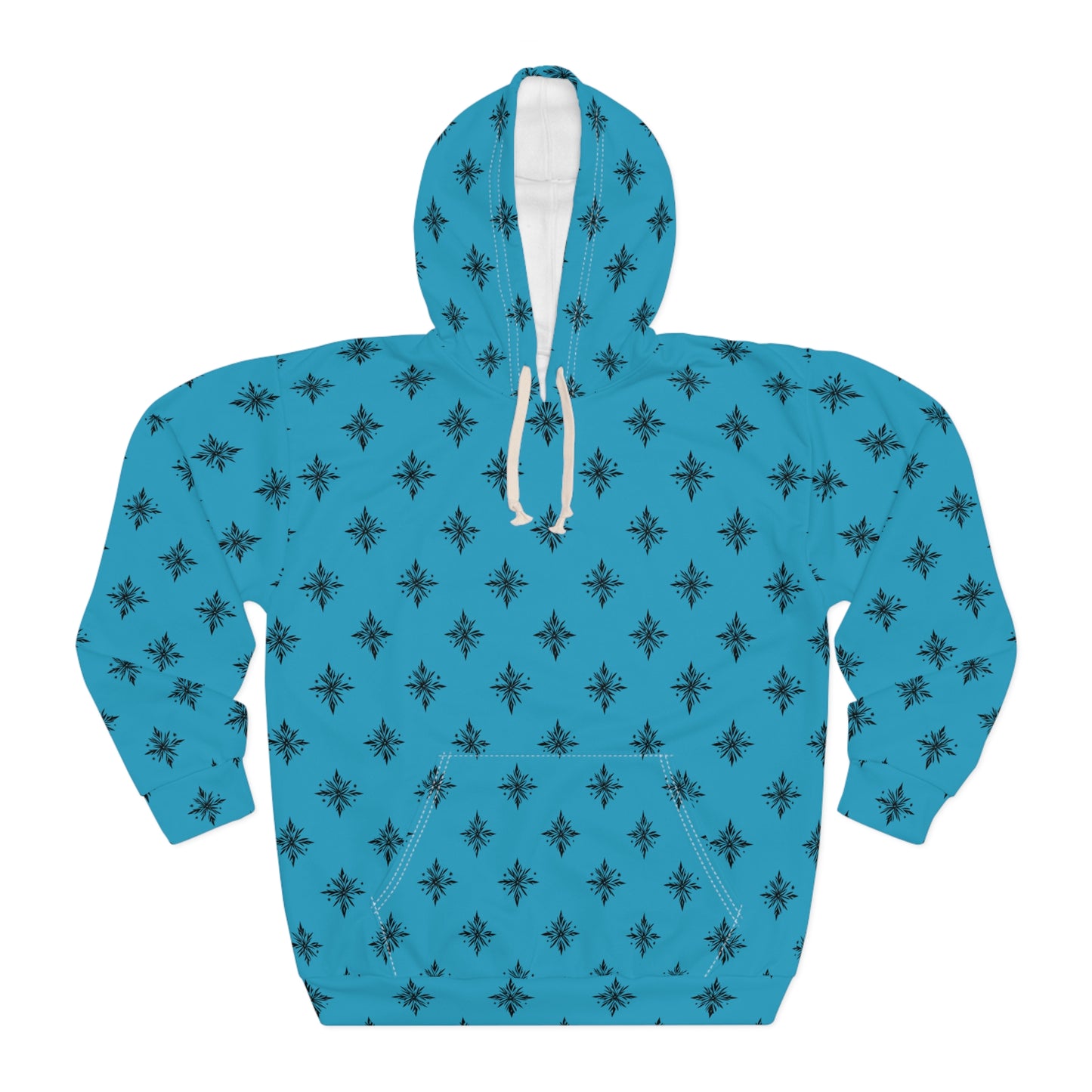 Unisex Pullover Hoodie Geometric Snowflake 001 Turquoise