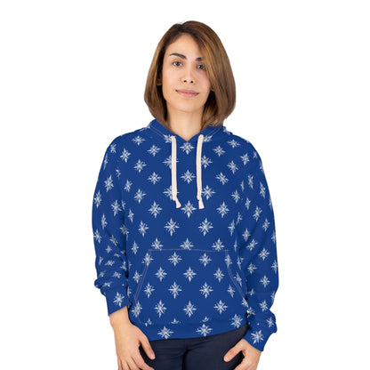 Unisex Pullover Hoodie Geometric Snowflake 002 Blue