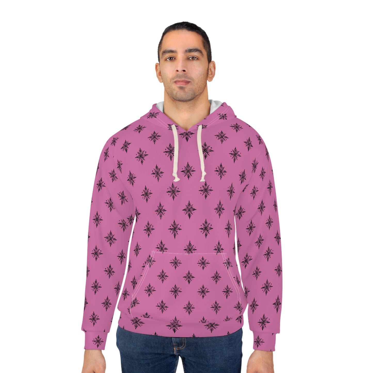 Unisex Pullover Hoodie Geometric Snowflake 001 Light Pink