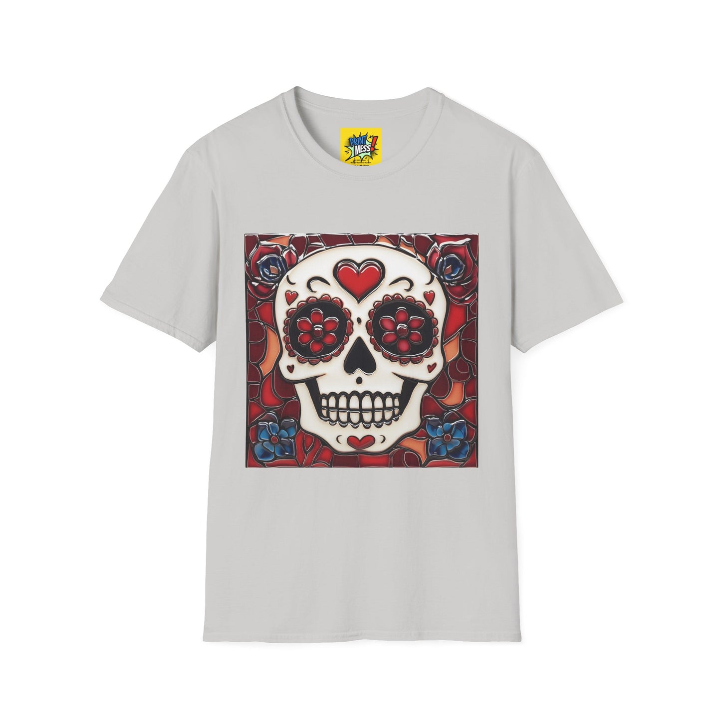 Valentine's Sugar Skull themed Unisex Soft-style Tee - 10