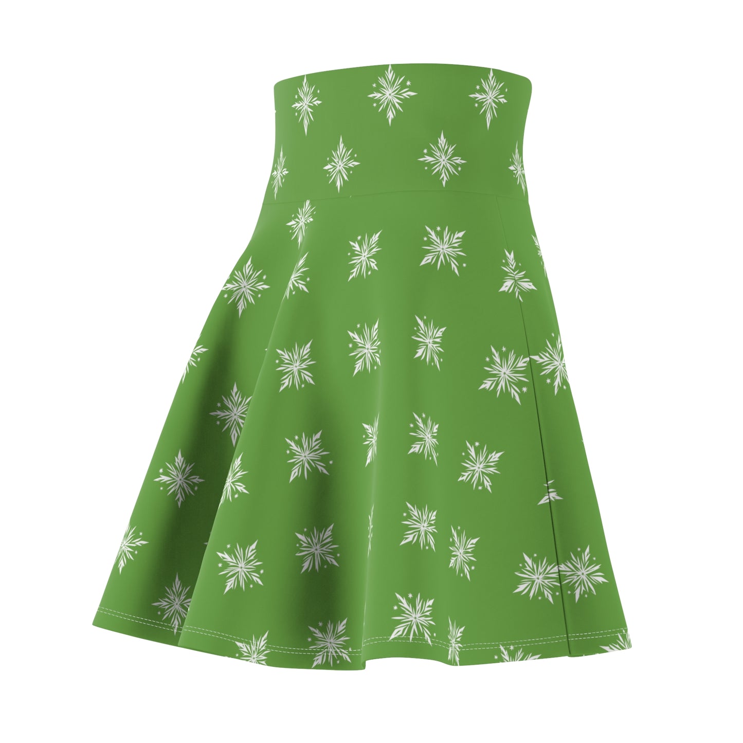 Women's Skater Skirt Geometric Snowflake Green