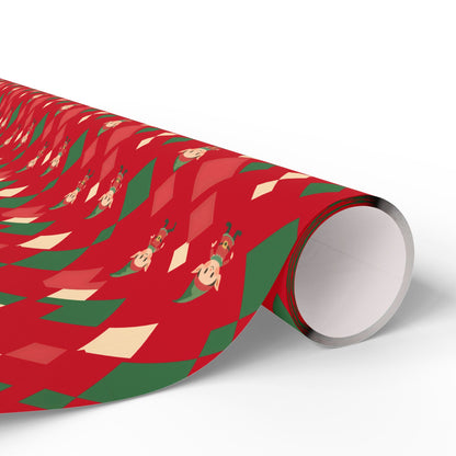 Wrapping Papers Christmas Elves Dance Red