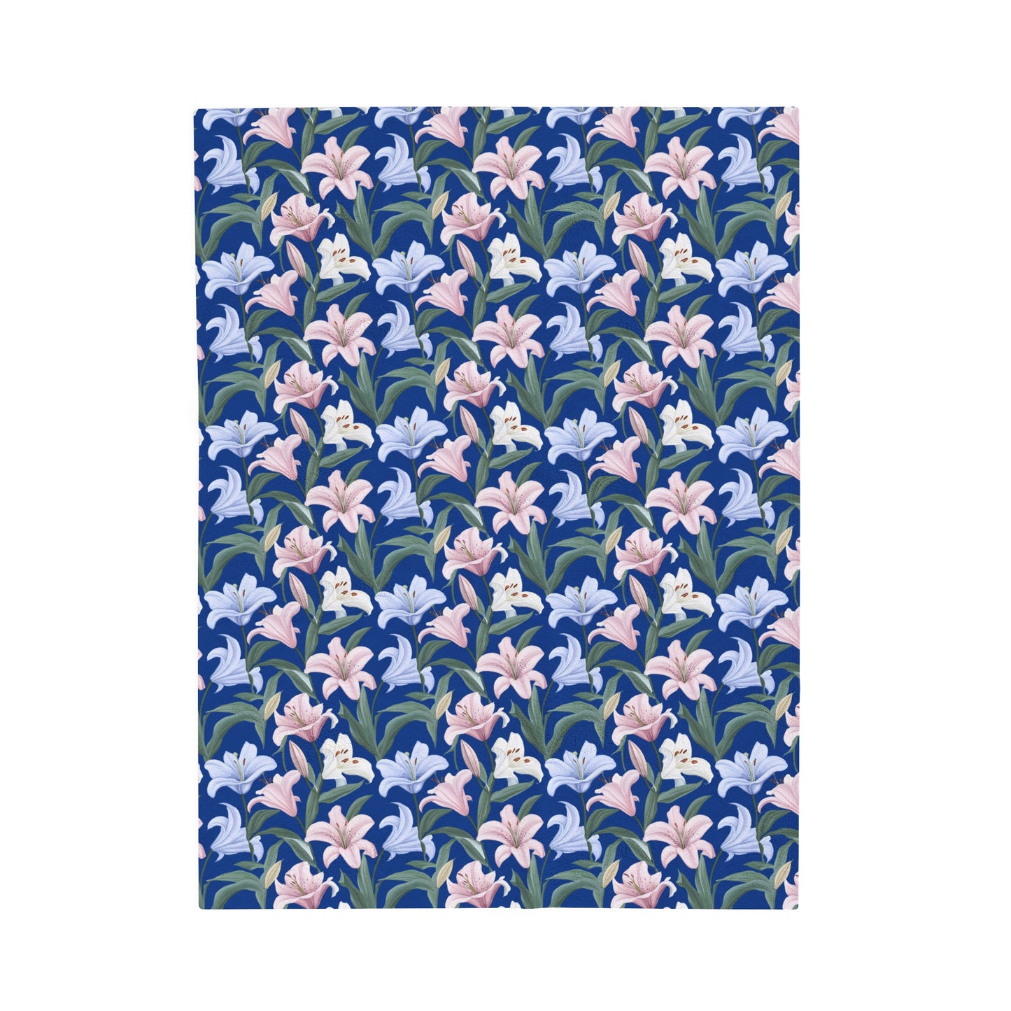 Velveteen Plush Blanket - Flower Floret - Blue