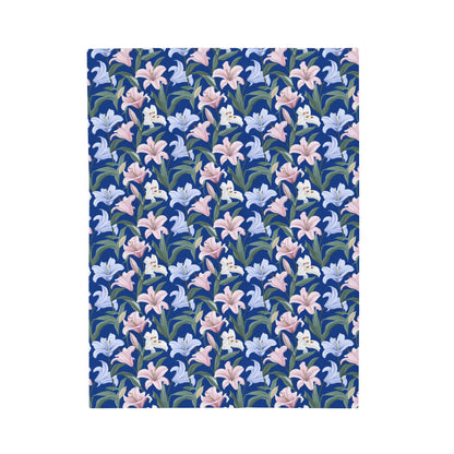 Velveteen Plush Blanket - Flower Floret - Blue