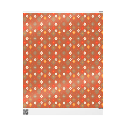 Wrapping Papers Christmas Diamond Stars Orange