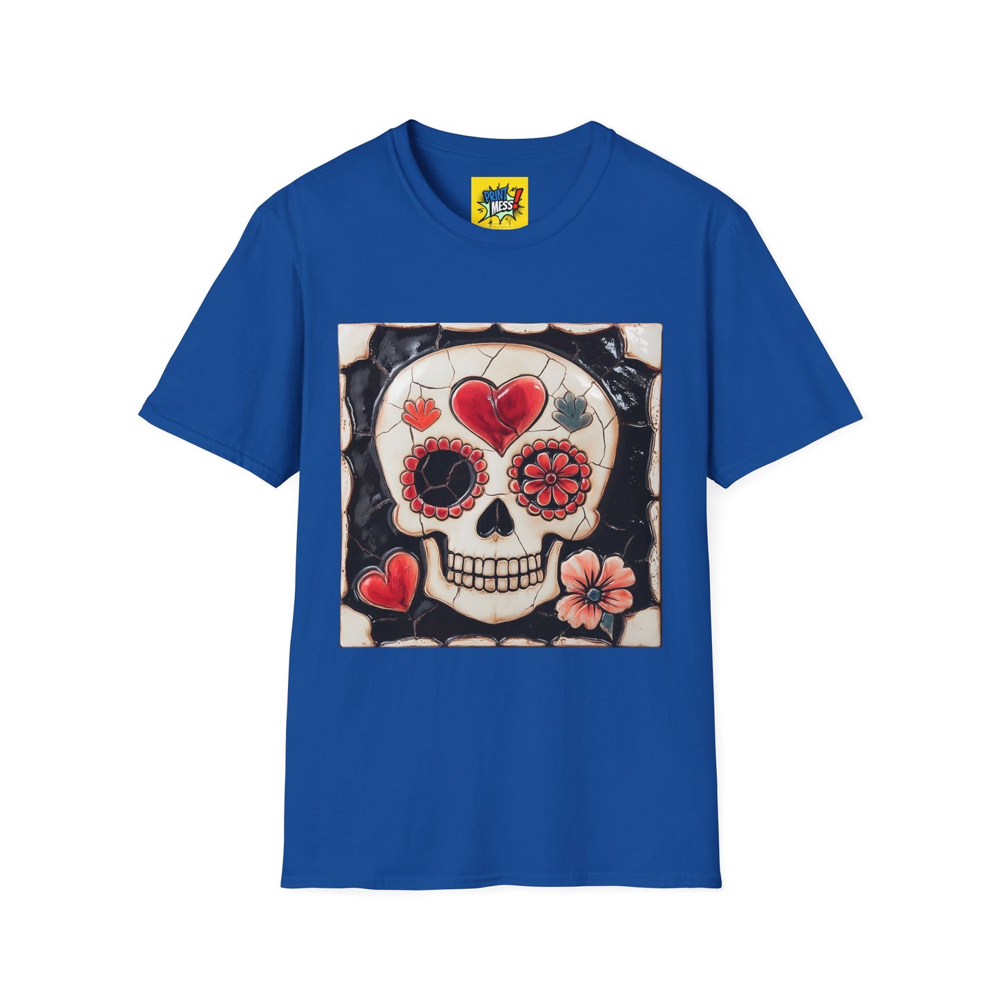 Valentine's Sugar Skull themed Unisex Soft-style Tee - 09