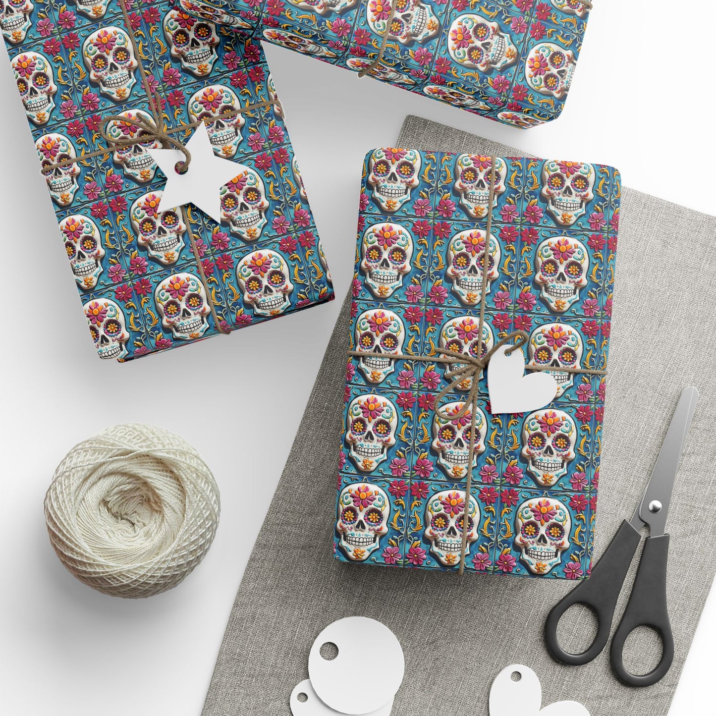 Wrapping Papers Day of the Dead Dia de Los Muertos - Sugar Skull Festive, Celebration Gift, 001