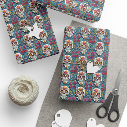 Wrapping Papers Day of the Dead Dia de Los Muertos - Sugar Skull Festive, Celebration Gift, 001