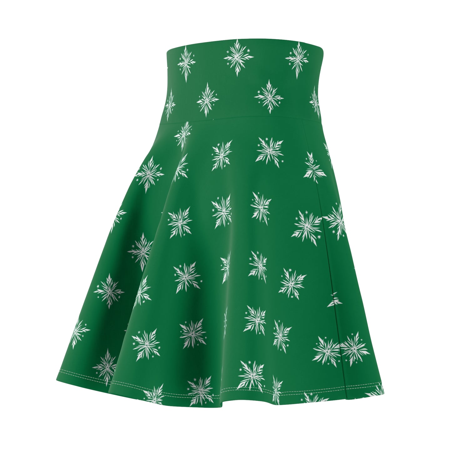 Women's Skater Skirt Geometric Snowflake Dark Green