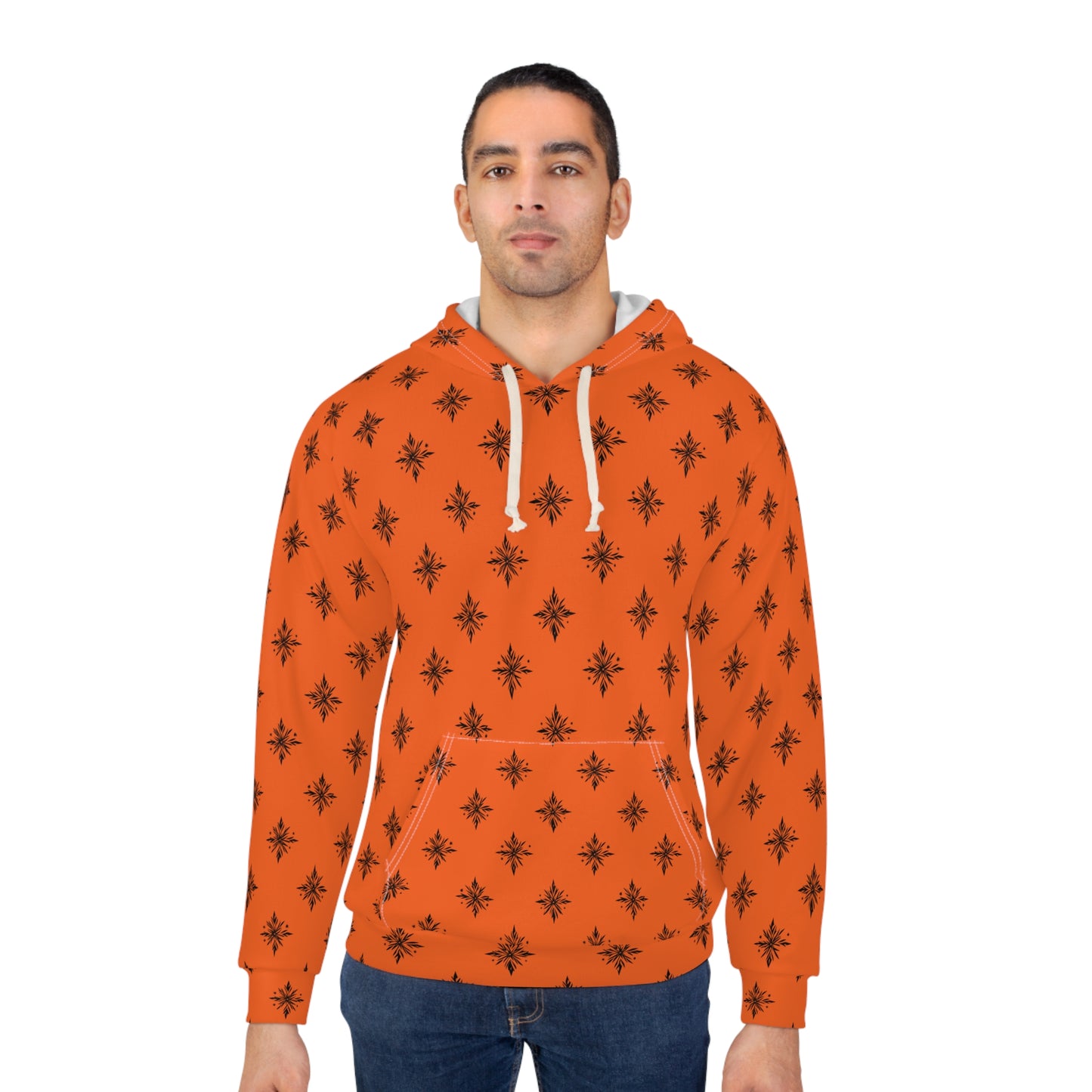 Unisex Pullover Hoodie Geometric Snowflake 001 Orange