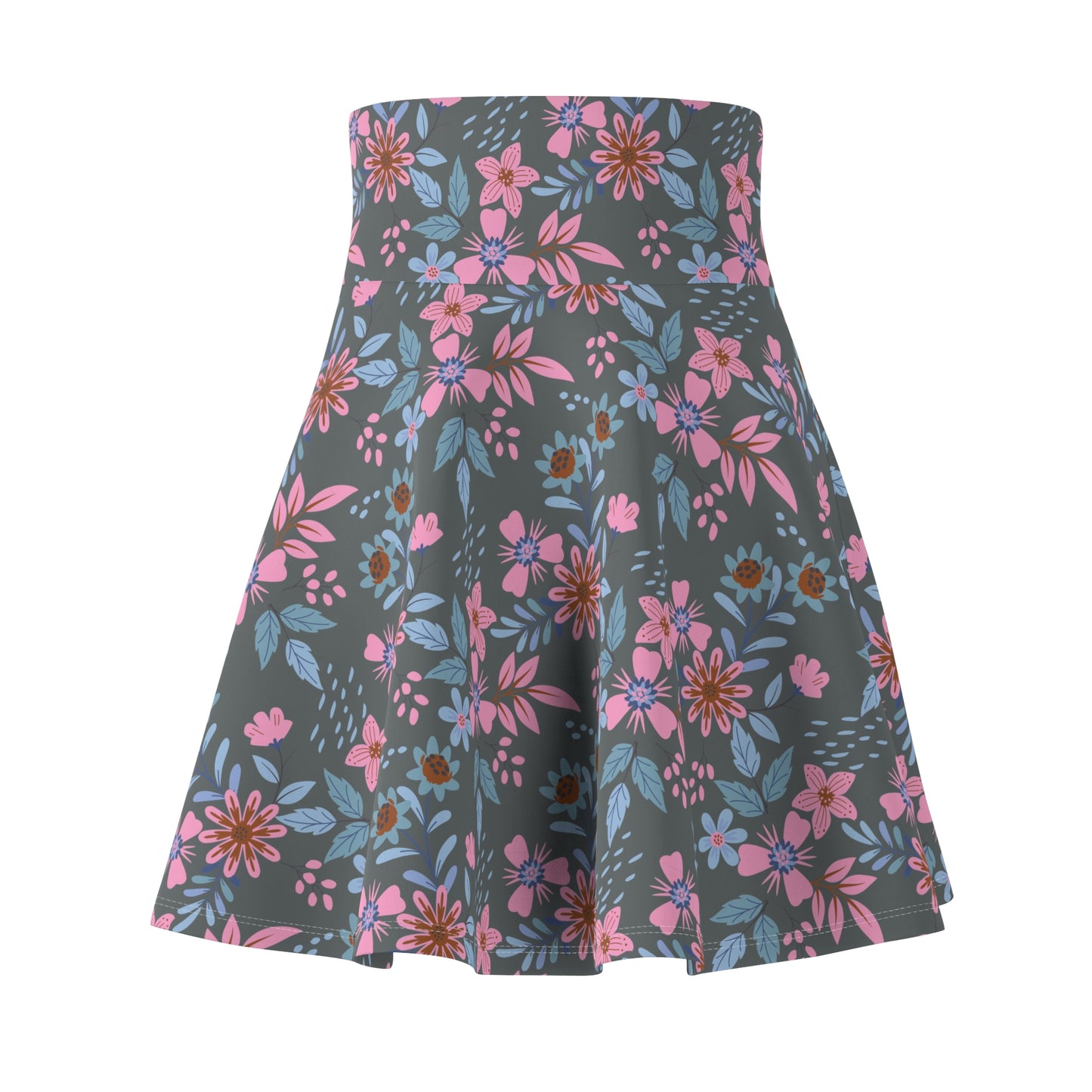 Women's Skater Skirt - Floral - Grey