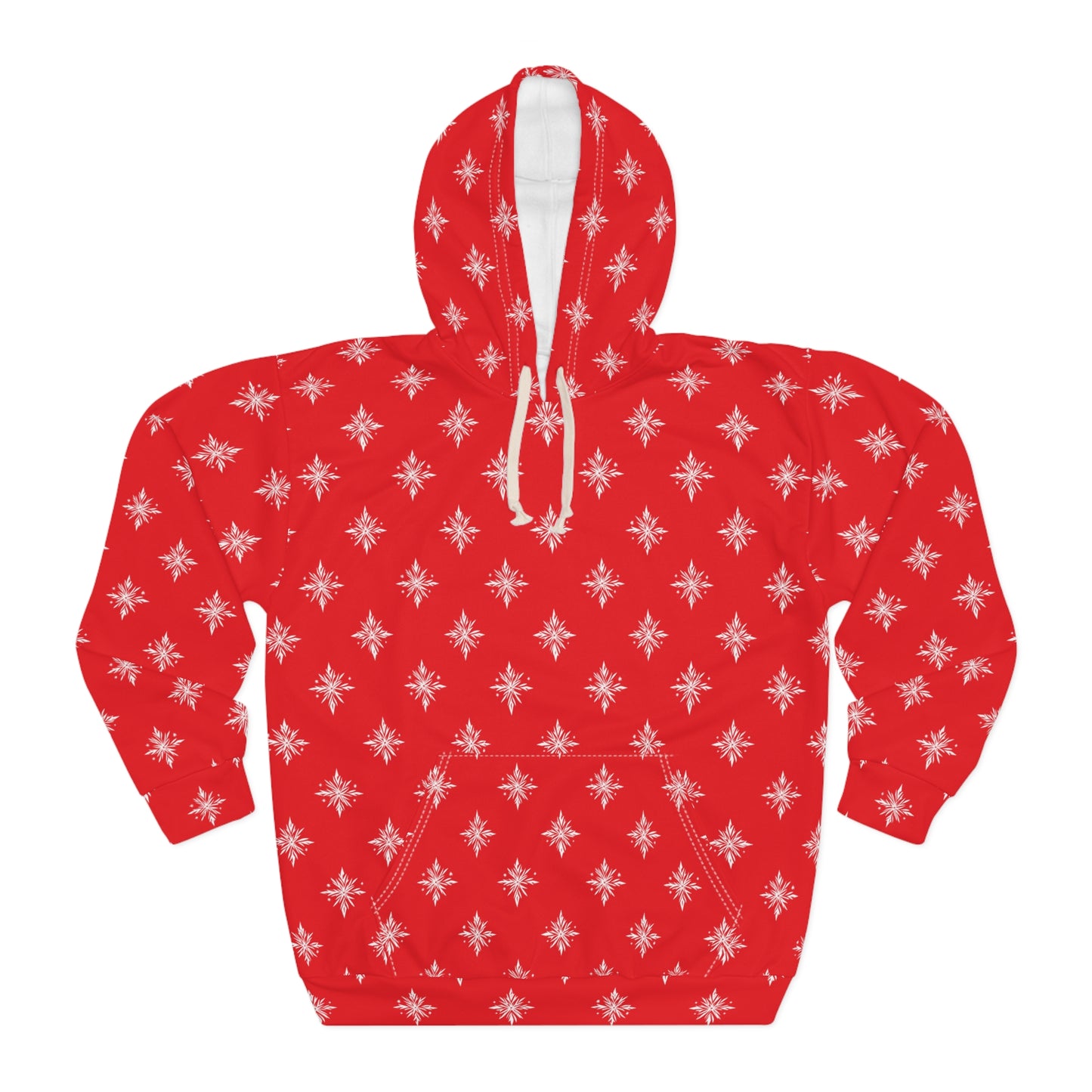 Unisex Pullover Hoodie Geometric Snowflake 002 Red