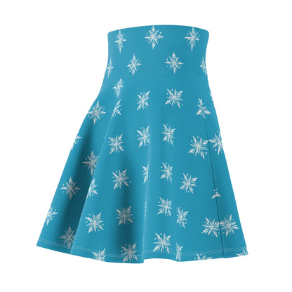 Women's Skater Skirt Geometric Snowflake Turquoise