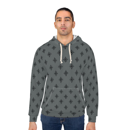 Unisex Pullover Hoodie Geometric Snowflake 001 Dark Grey