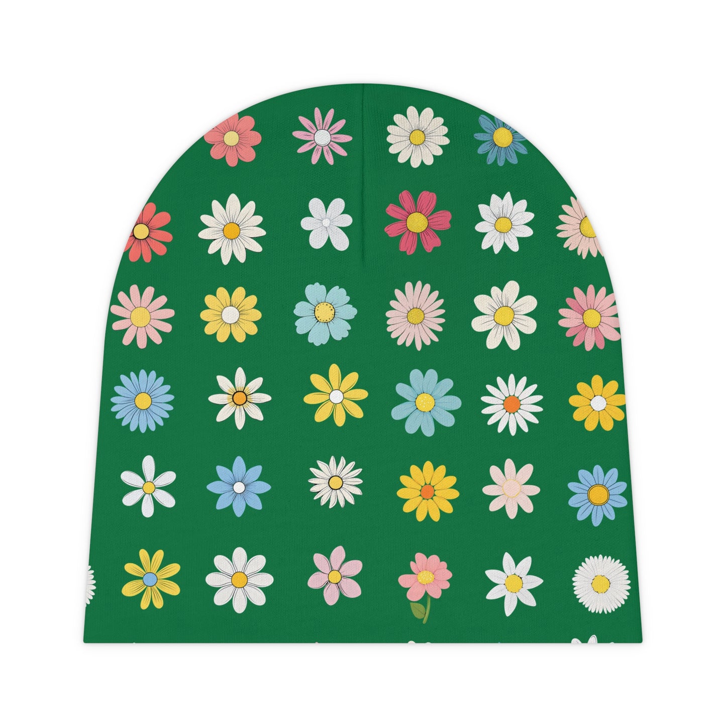 Baby Beanie - Daisys - Green