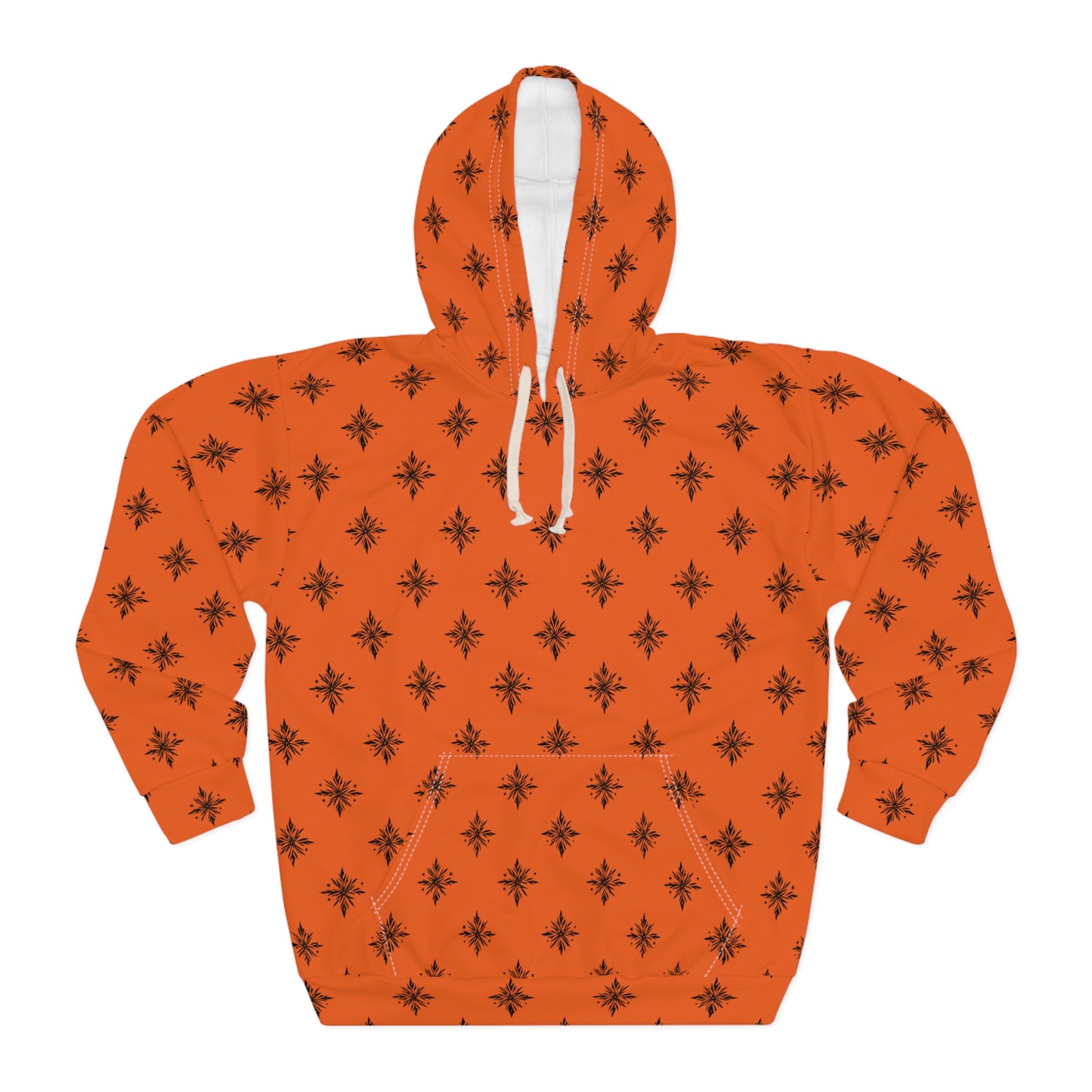 Unisex Pullover Hoodie Geometric Snowflake 001 Orange