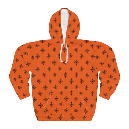 Unisex Pullover Hoodie Geometric Snowflake 001 Orange