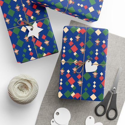 Wrapping Papers Christmas Elves Dance Blue