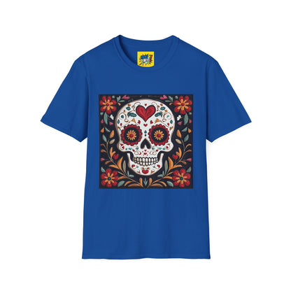 Valentine's Sugar Skull themed Unisex Soft-style Tee - 04