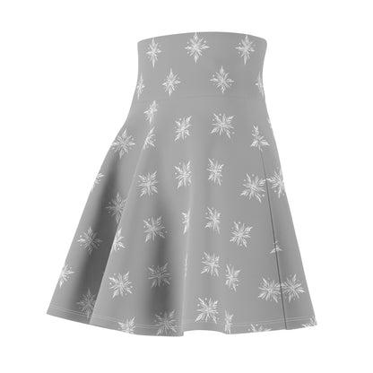 Women's Skater Skirt Geometric Snowflake Light Grey