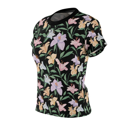 Women's Cut & Sew Tee - Flower Bouquet Print - Black