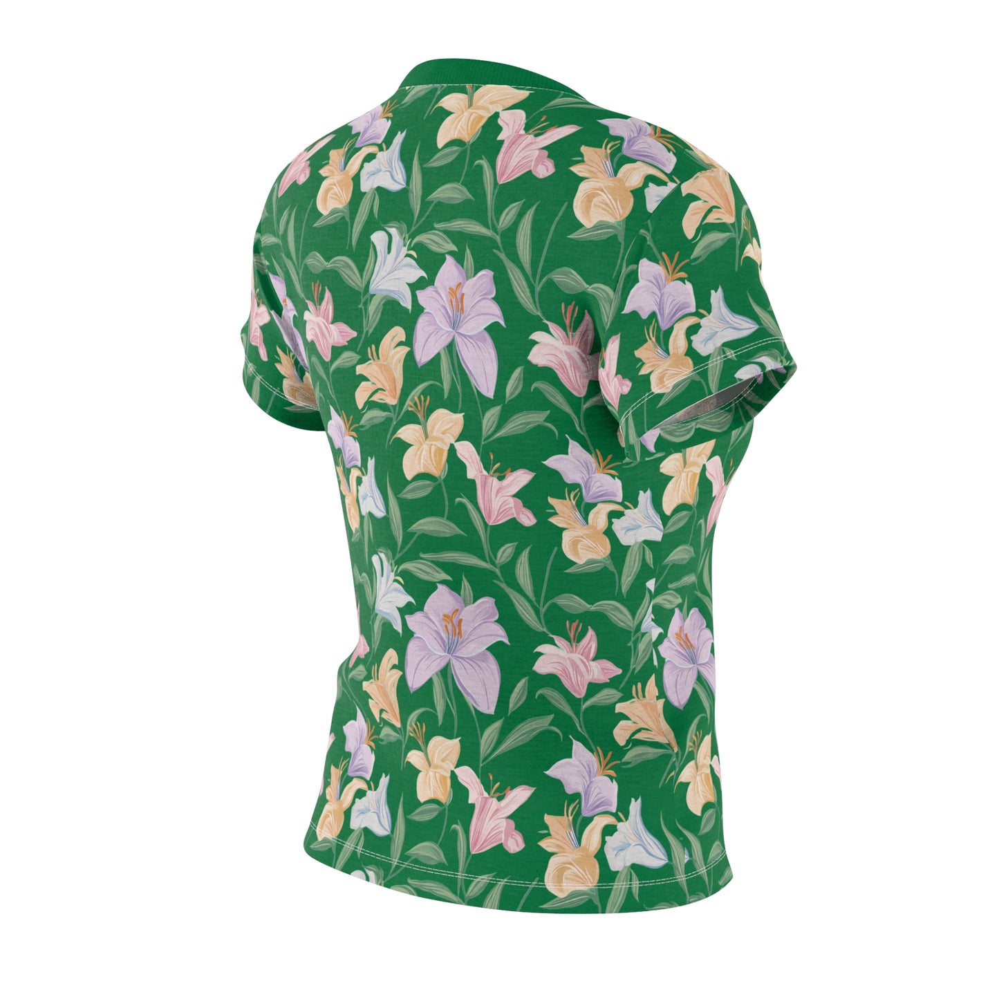 Women's Cut & Sew Tee - Flower Bouquet Print - Green