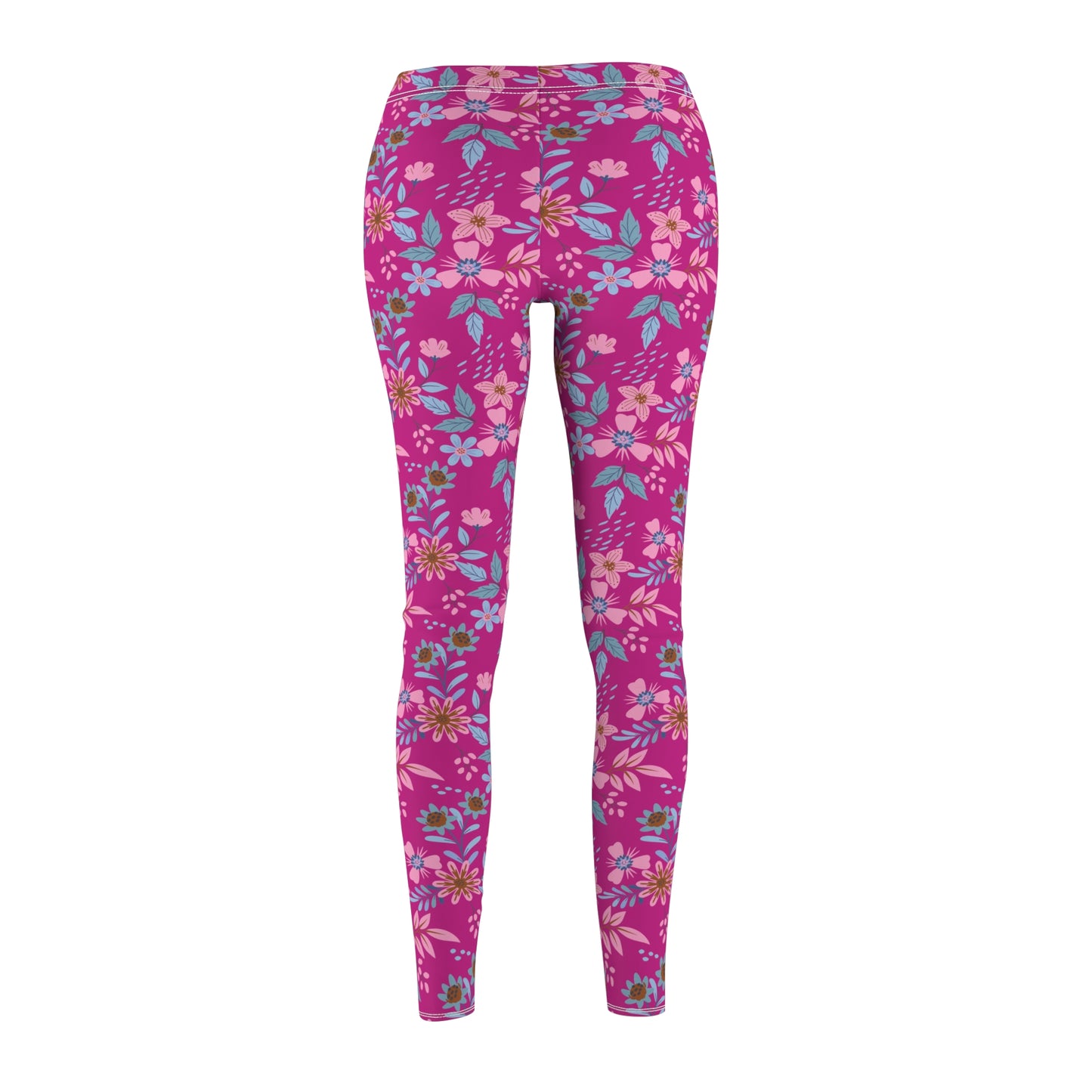 Women's Cut & Sew Casual Leggings - Floral - Pink