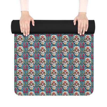 Sugar Skull Rubber Yoga Mat Day of the Dead Dia de Los Muertos, Meditation 001