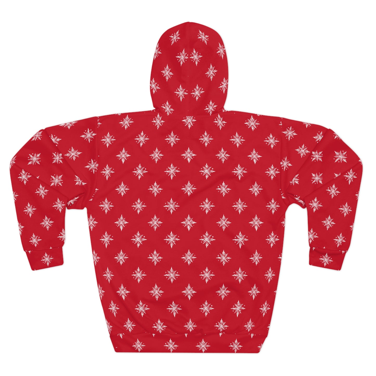 Unisex Pullover Hoodie Geometric Snowflake 002 Dark Red