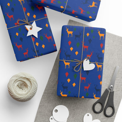 Wrapping Papers Christmas Reindeer Blue