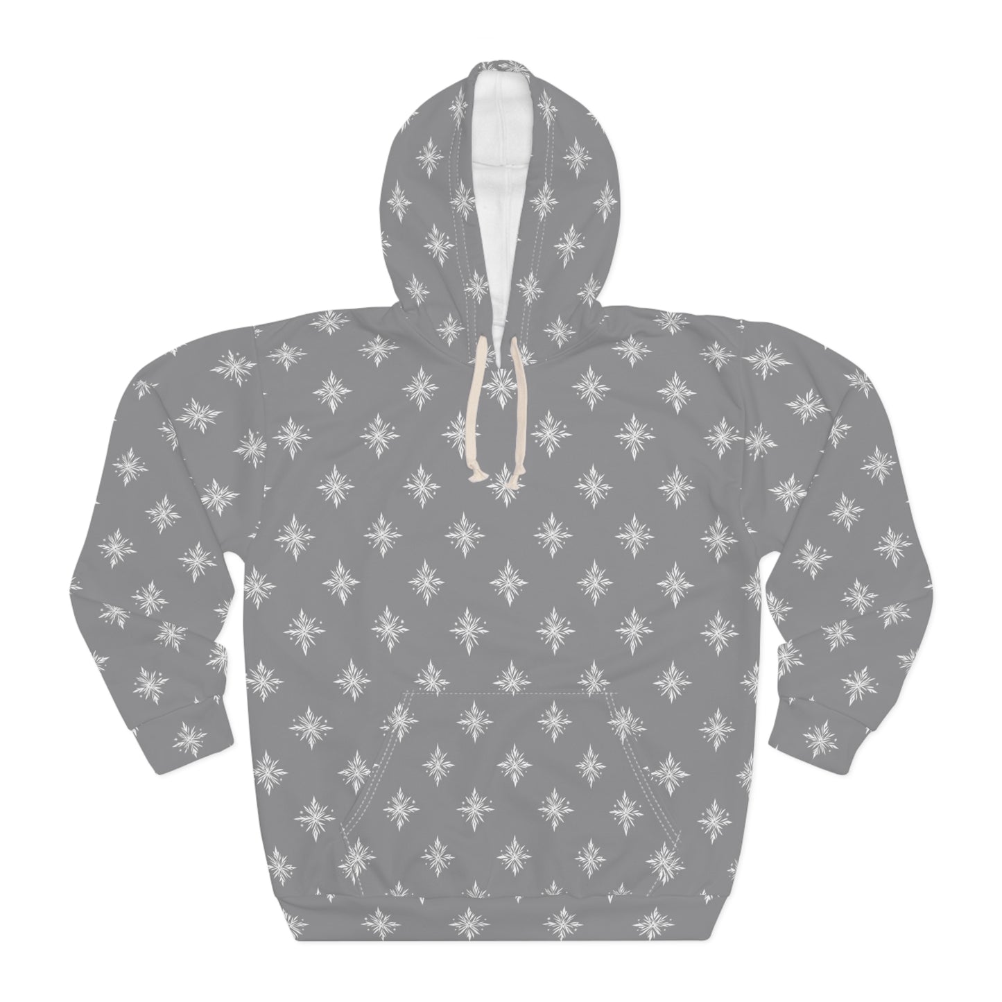 Unisex Pullover Hoodie Geometric Snowflake 002 Grey