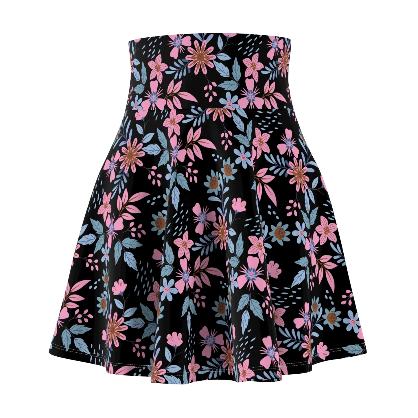 Women's Skater Skirt - Floral - Black