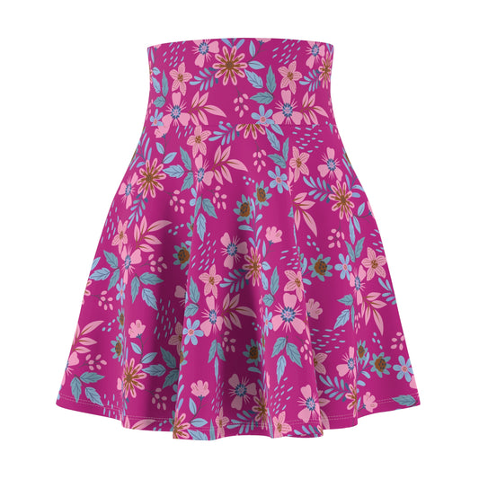 Women's Skater Skirt - Floral - Pink