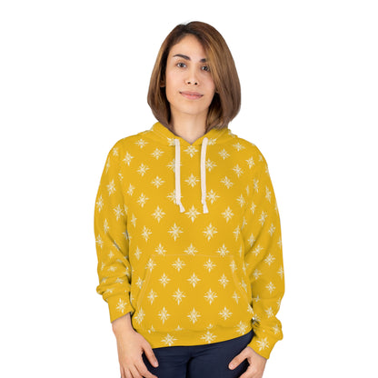 Unisex Pullover Hoodie Geometric Snowflake 002 Yellow