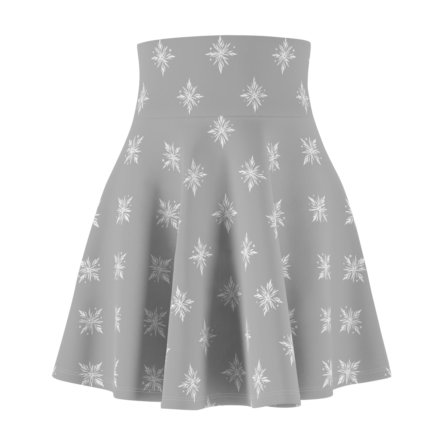 Women's Skater Skirt Geometric Snowflake Light Grey