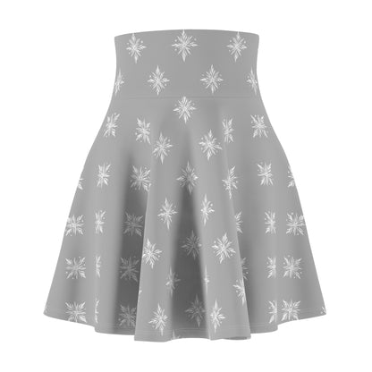 Women's Skater Skirt Geometric Snowflake Light Grey