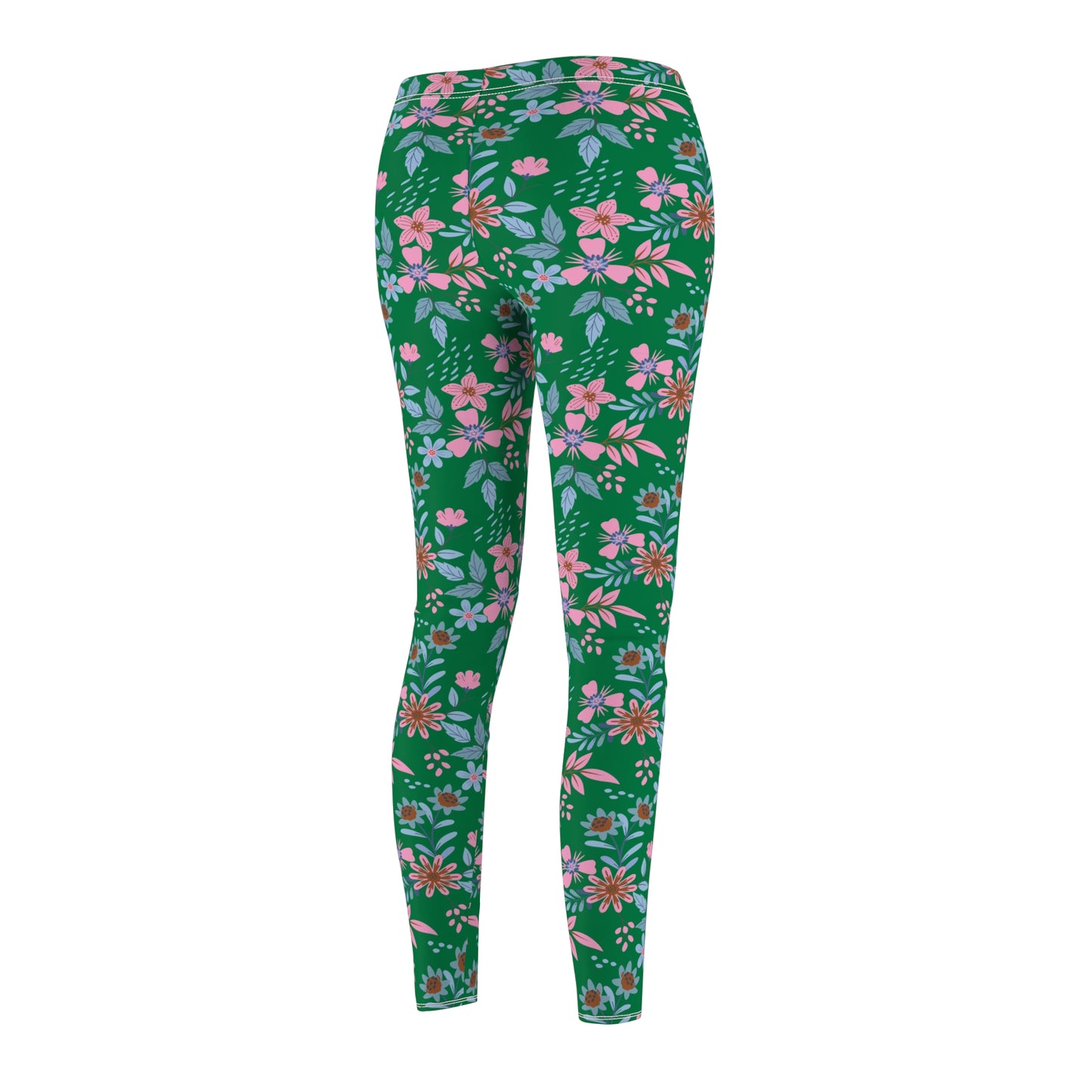 Women's Cut & Sew Casual Leggings - Floral - Green